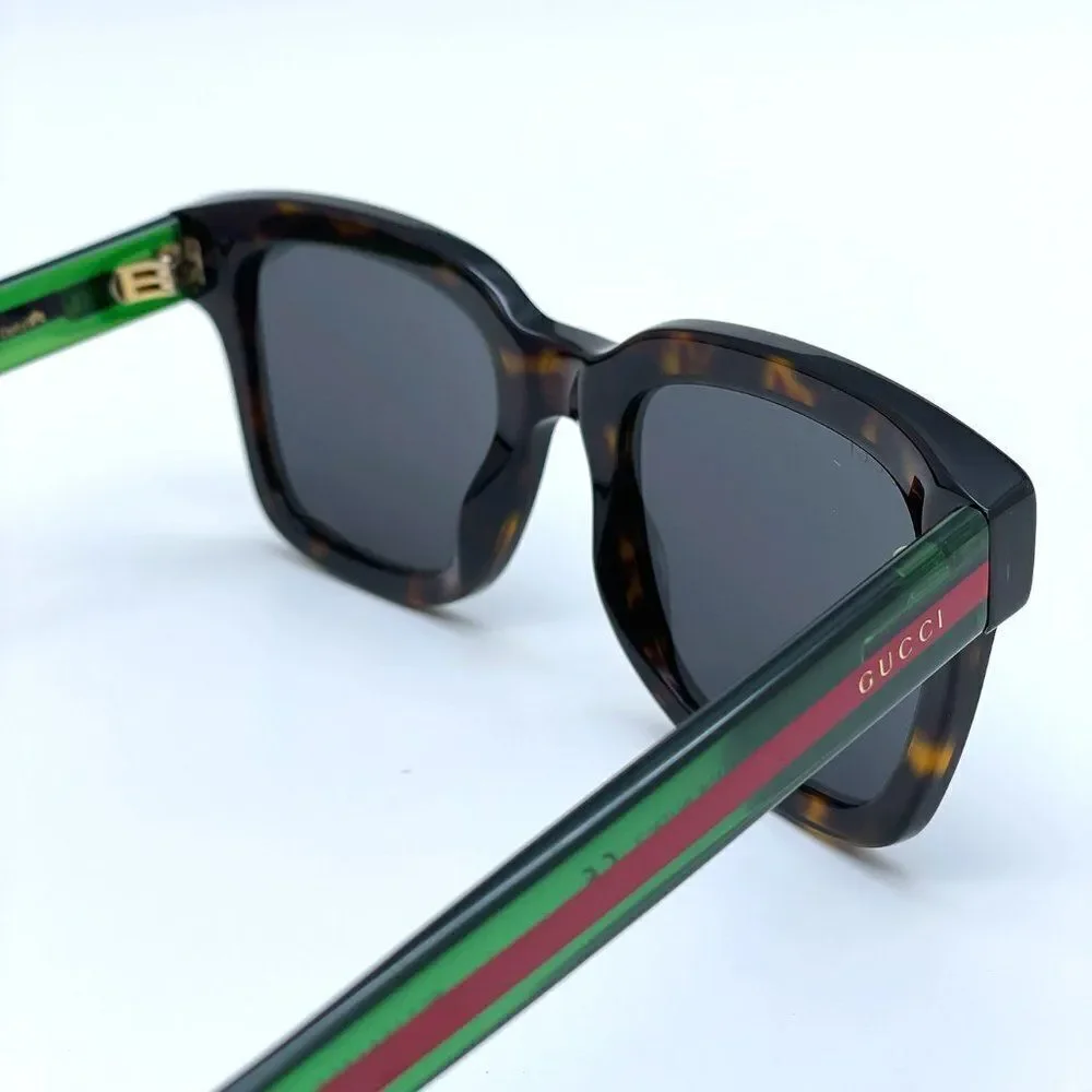 NEW GUCCI GG0001SN 003 Havana Colorful Gray Square Unisex Sunglasses